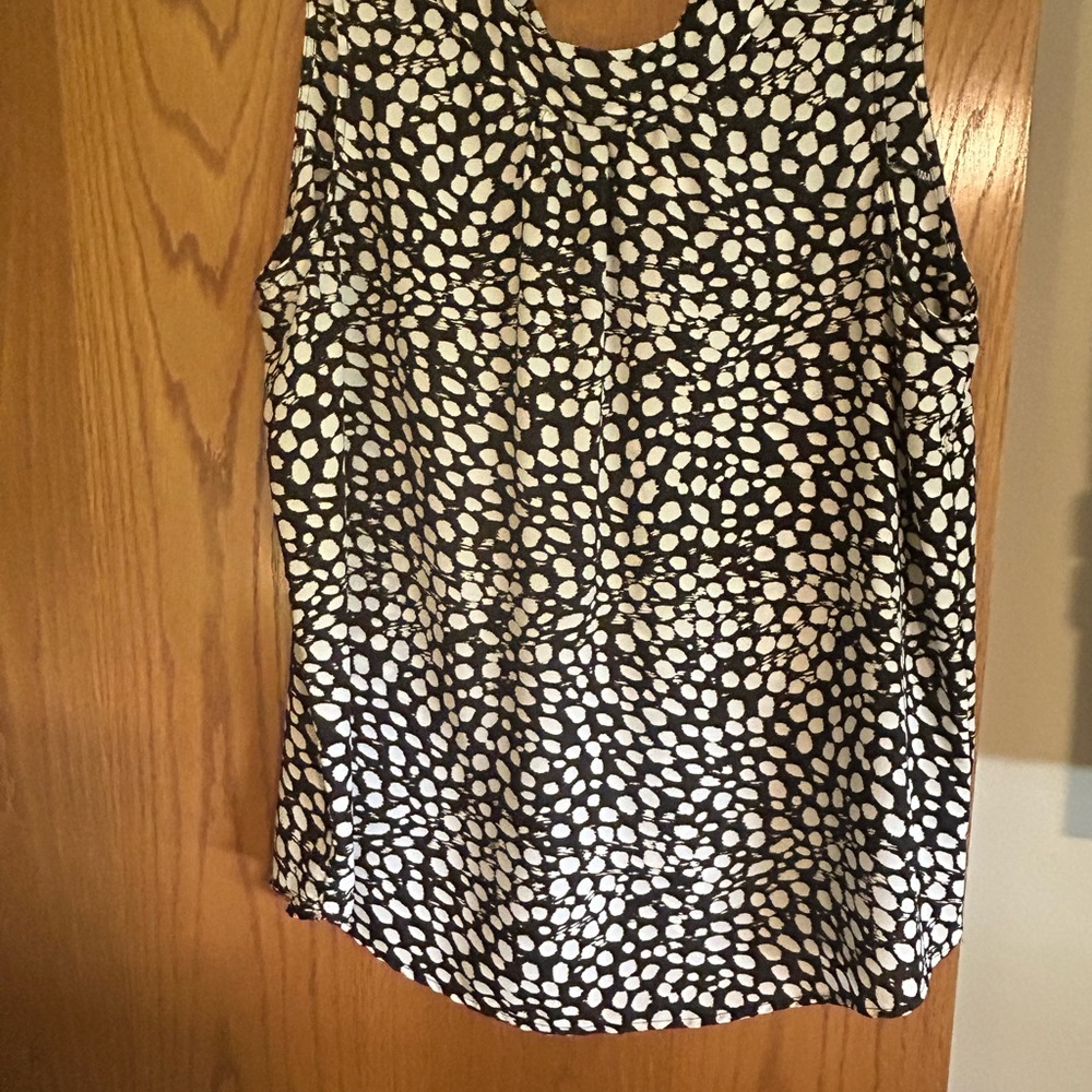 Molly & Isadora Black and White Polka Dot Sleeveless Shell Top